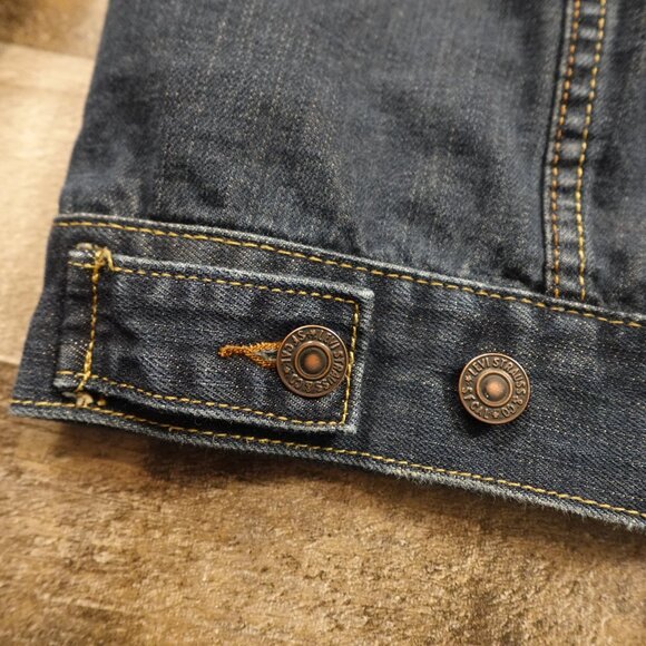 Levi’s Denim Trucker Jacket Hoodie Youth Large Blue Jean Sweatshirt - Picture 10 of 10